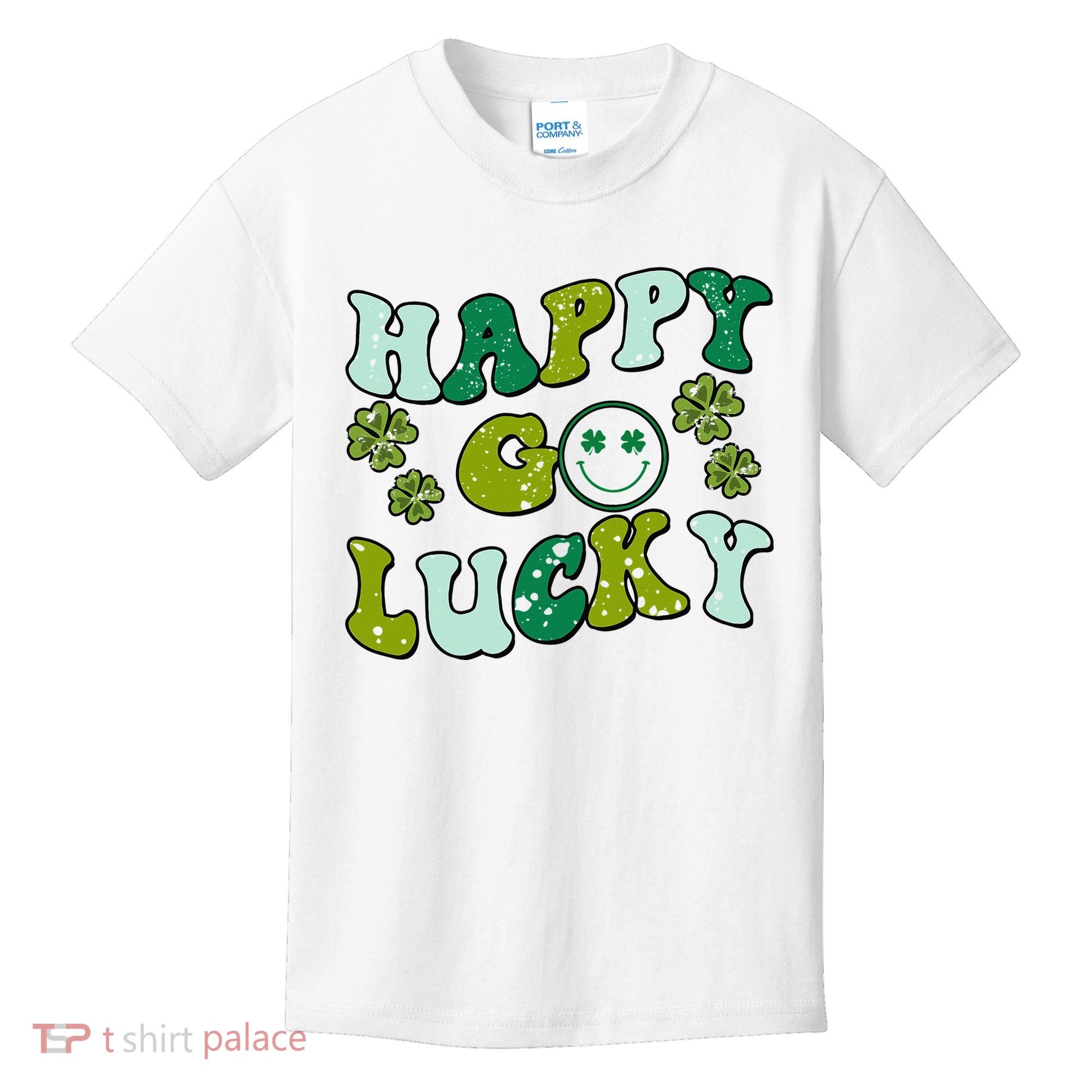 St Patricks Day Happy Go Lucky Shamrock Irish Retro Kids T-Shirt