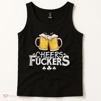 St Patricks Day Cheers Fuckers Funny Beer Drinking Tank Top thumb 2