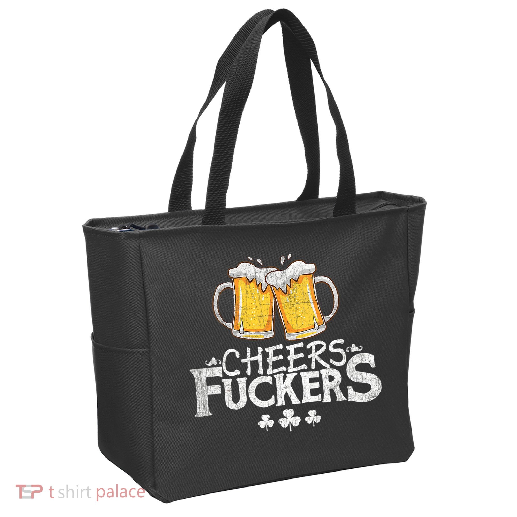 St Patricks Day Cheers Fuckers Funny Beer Drinking Tote Bag