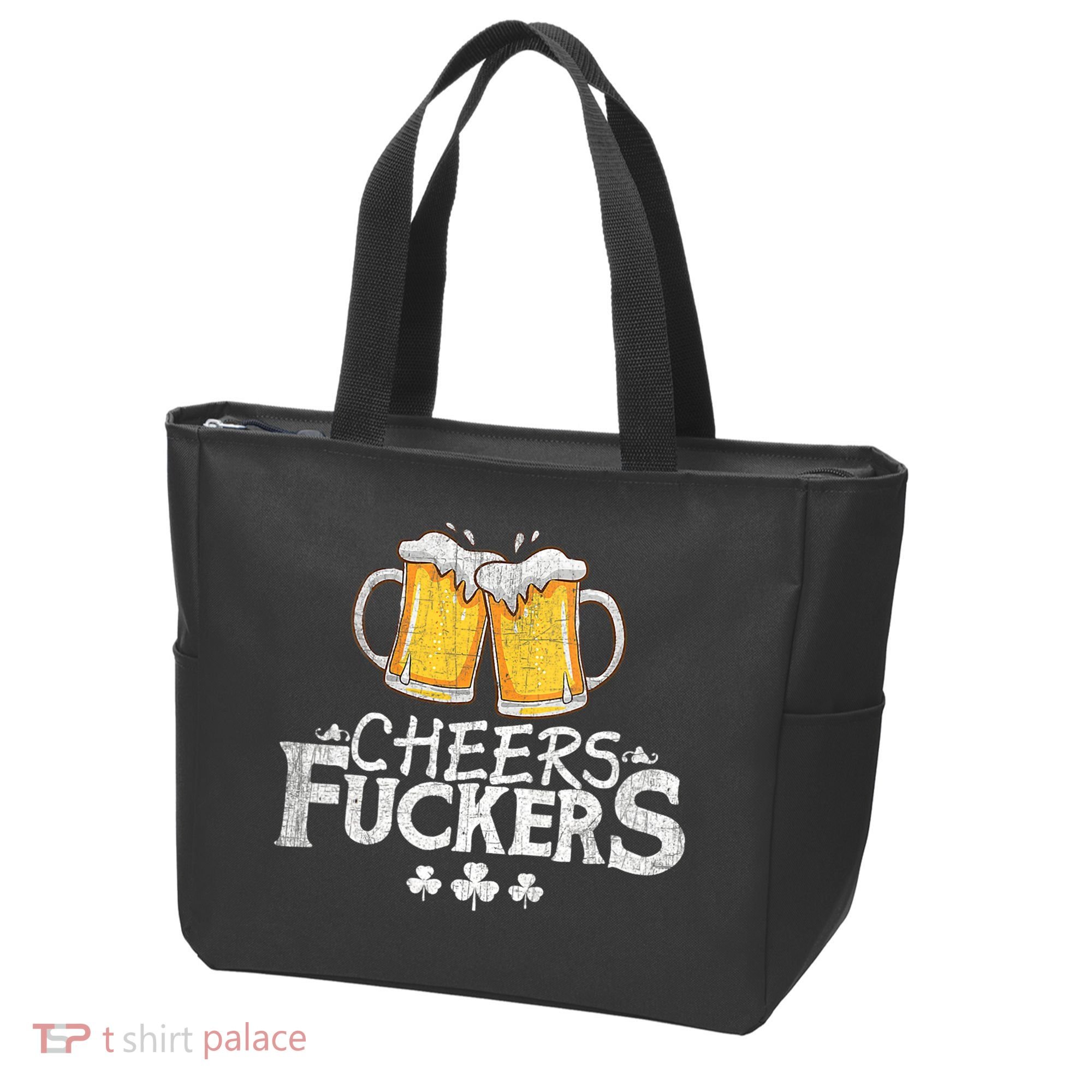 St Patricks Day Cheers Fuckers Funny Beer Drinking Tote Bag