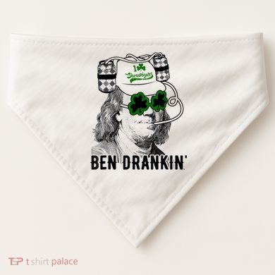 St Patricks Day, Ben Drankin, Funny St Patricks Day, St Patricks Day Drinking USA-Made Doggie Bandana
