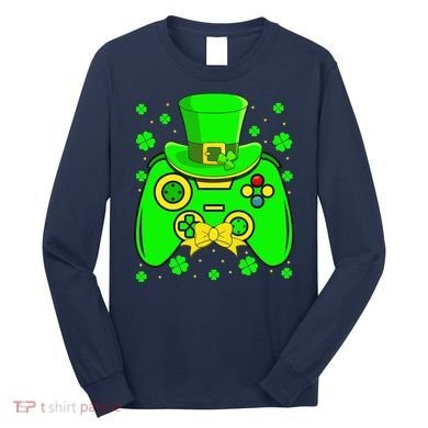 St Patricks Day Video Game Gaming Gamer Gift Long Sleeve Shirt