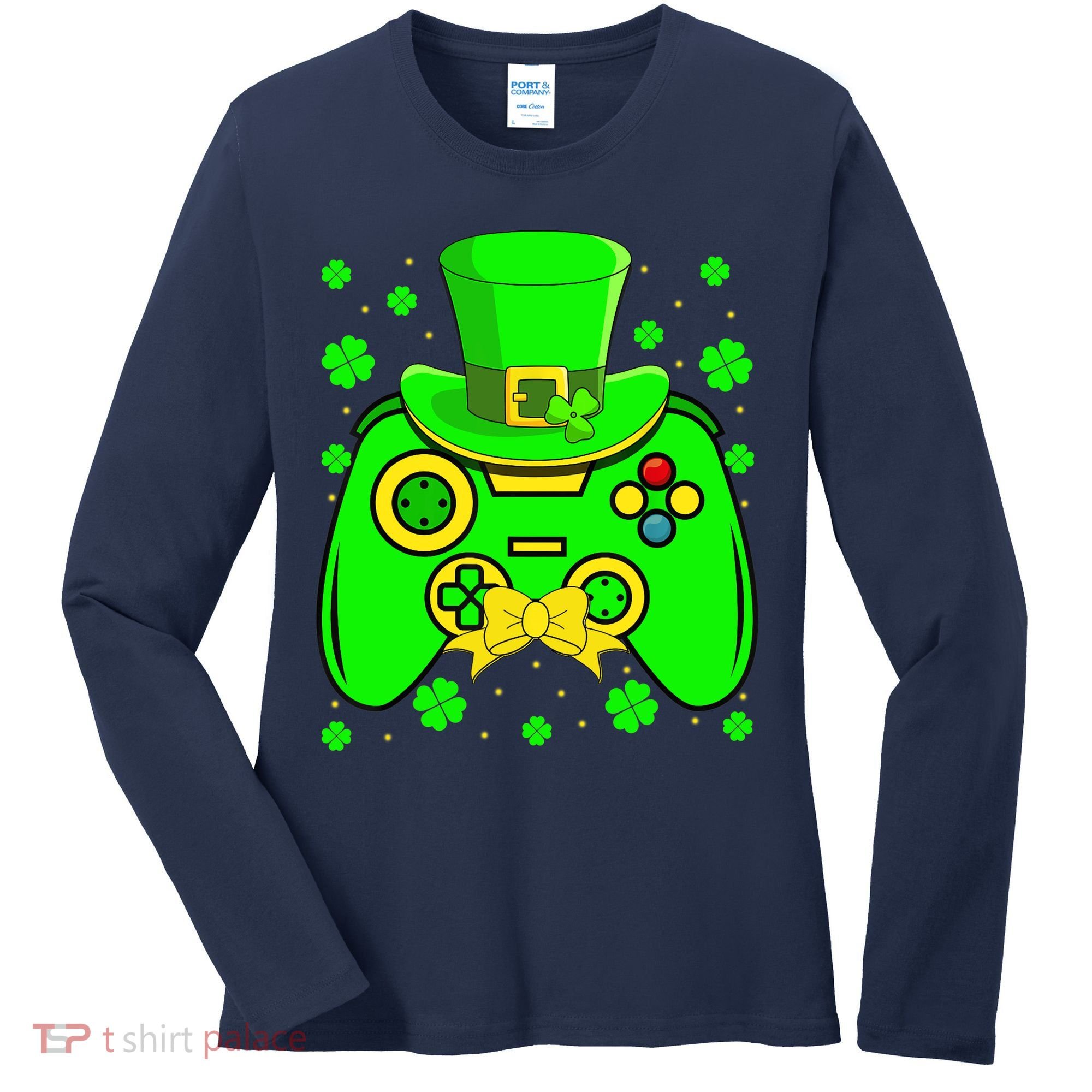 St Patricks Day Video Game Gaming Gamer Gift Women's Long Sleeve Shirt