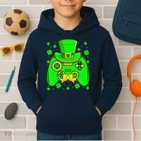St Patricks Day Video Game Gaming Gamer Gift Kids Hoodie thumb 2