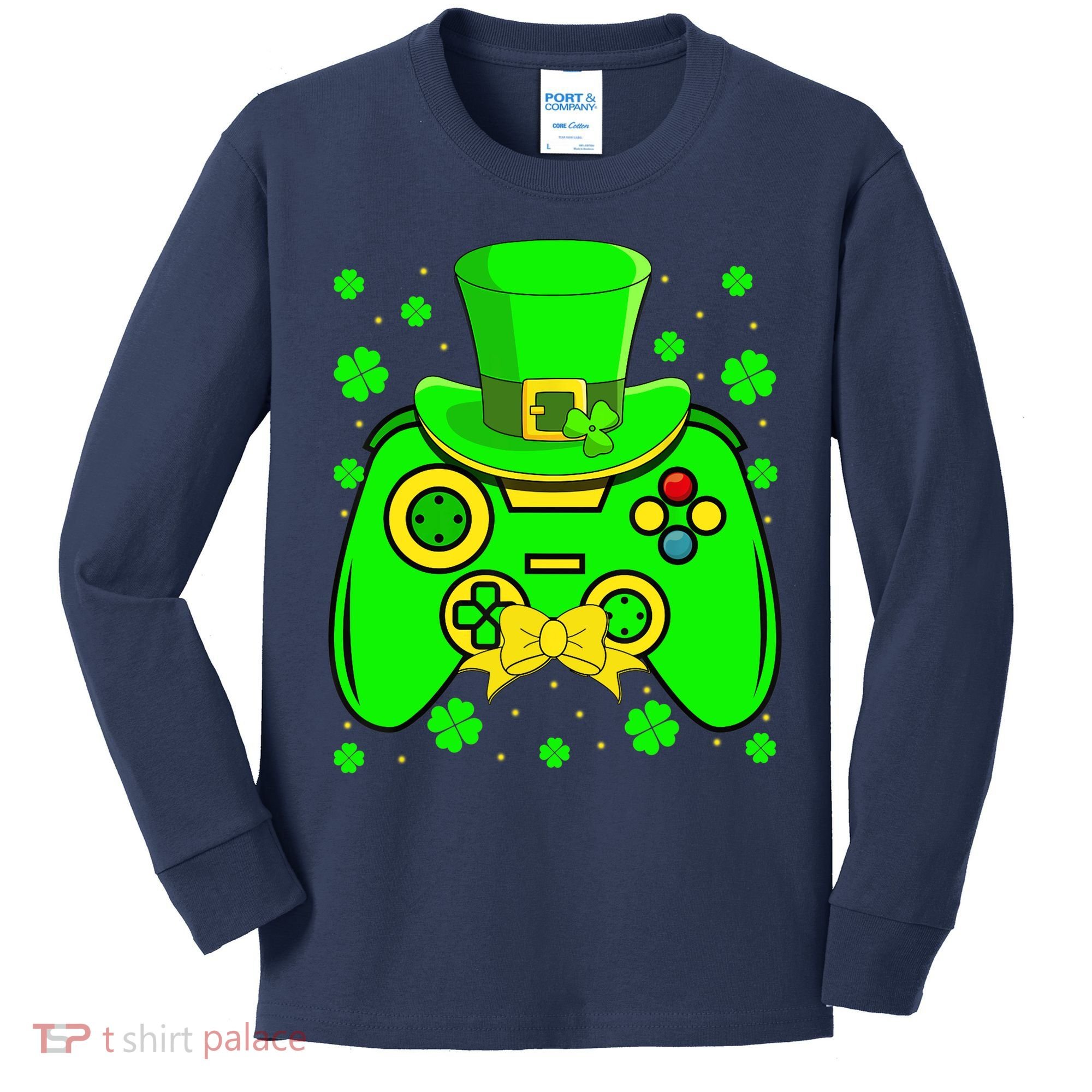 St Patricks Day Video Game Gaming Gamer Gift Kids Long Sleeve Shirt