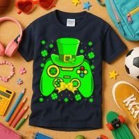 St Patricks Day Video Game Gaming Gamer Gift Kids T-Shirt thumb 3