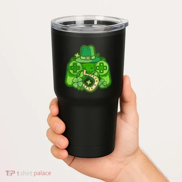 St Patricks Day Lucky Video Game Controller Tumbler
