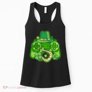 St Patricks Day Lucky Video Game Controller Women's Tank Top