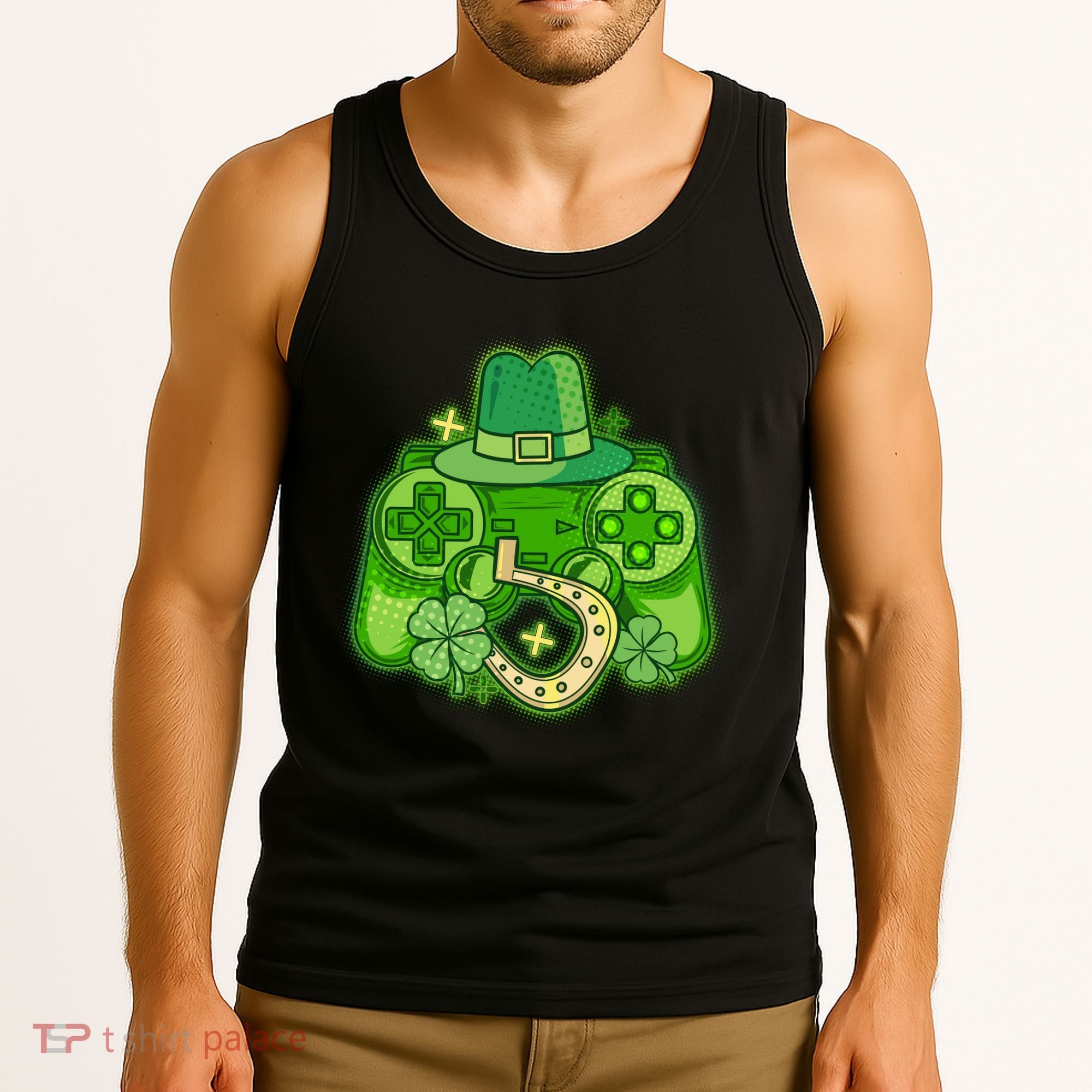 St Patricks Day Lucky Video Game Controller Tank Top
