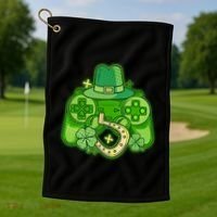 St Patricks Day Lucky Video Game Controller Golf Towel thumb 1