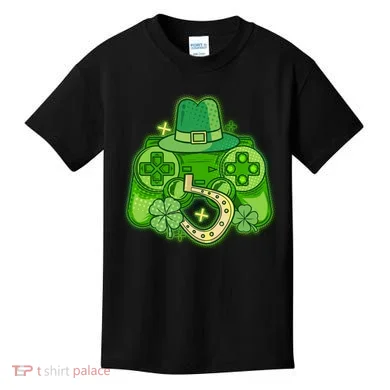St Patricks Day Lucky Video Game Controller Kids T-Shirt