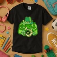 St Patricks Day Lucky Video Game Controller Kids T-Shirt thumb 3