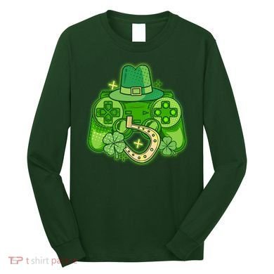 St Patricks Day Lucky Video Game Controller Long Sleeve Shirt