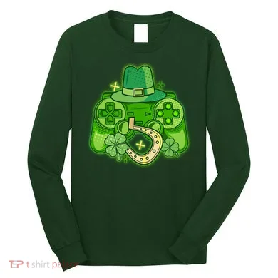 St Patricks Day Lucky Video Game Controller Long Sleeve Shirt