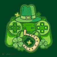 St Patricks Day Lucky Video Game Controller Long Sleeve Shirt thumb 2