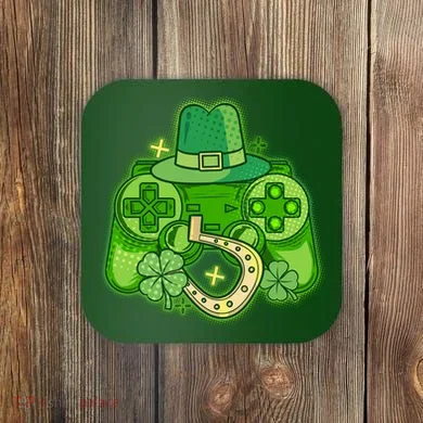 St Patricks Day Lucky Video Game Controller Coaster