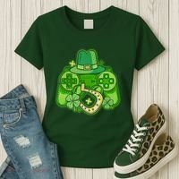 St Patricks Day Lucky Video Game Controller Women's T-Shirt thumb 3