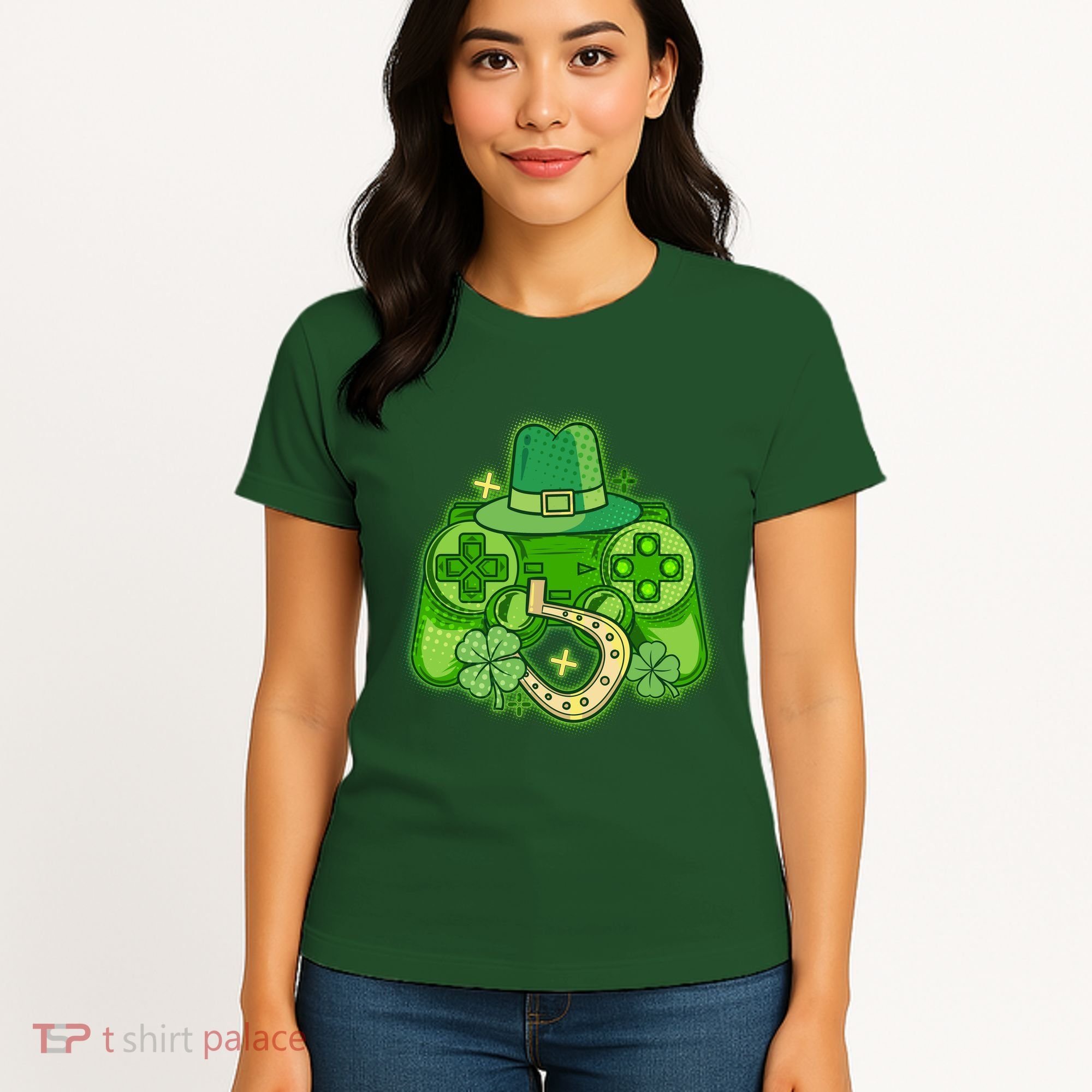 St Patricks Day Lucky Video Game Controller Women's T-Shirt