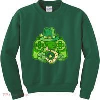 St Patricks Day Lucky Video Game Controller Kids Sweatshirt thumb 0