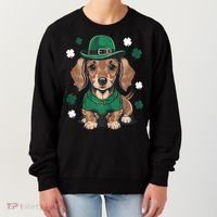 St Patricks Day Cute Dachshund Weiner Dog Shamrock Gift Women's Sweatshirt thumb 0