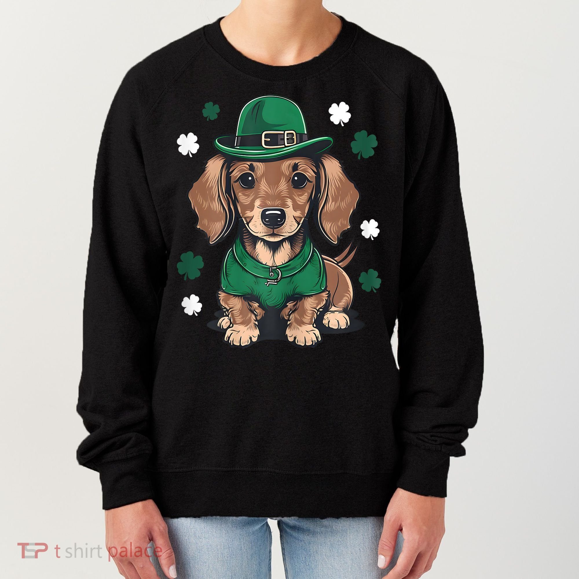 St Patricks Day Cute Dachshund Weiner Dog Shamrock Gift Women's Sweatshirt