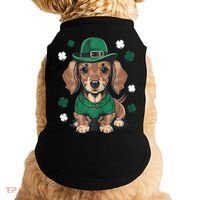 St Patricks Day Cute Dachshund Weiner Dog Shamrock Gift Doggie Tank thumb 0