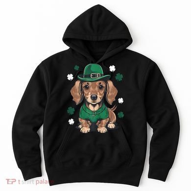 St Patricks Day Cute Dachshund Weiner Dog Shamrock Gift Hoodie