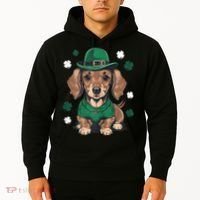 St Patricks Day Cute Dachshund Weiner Dog Shamrock Gift Hoodie thumb 2