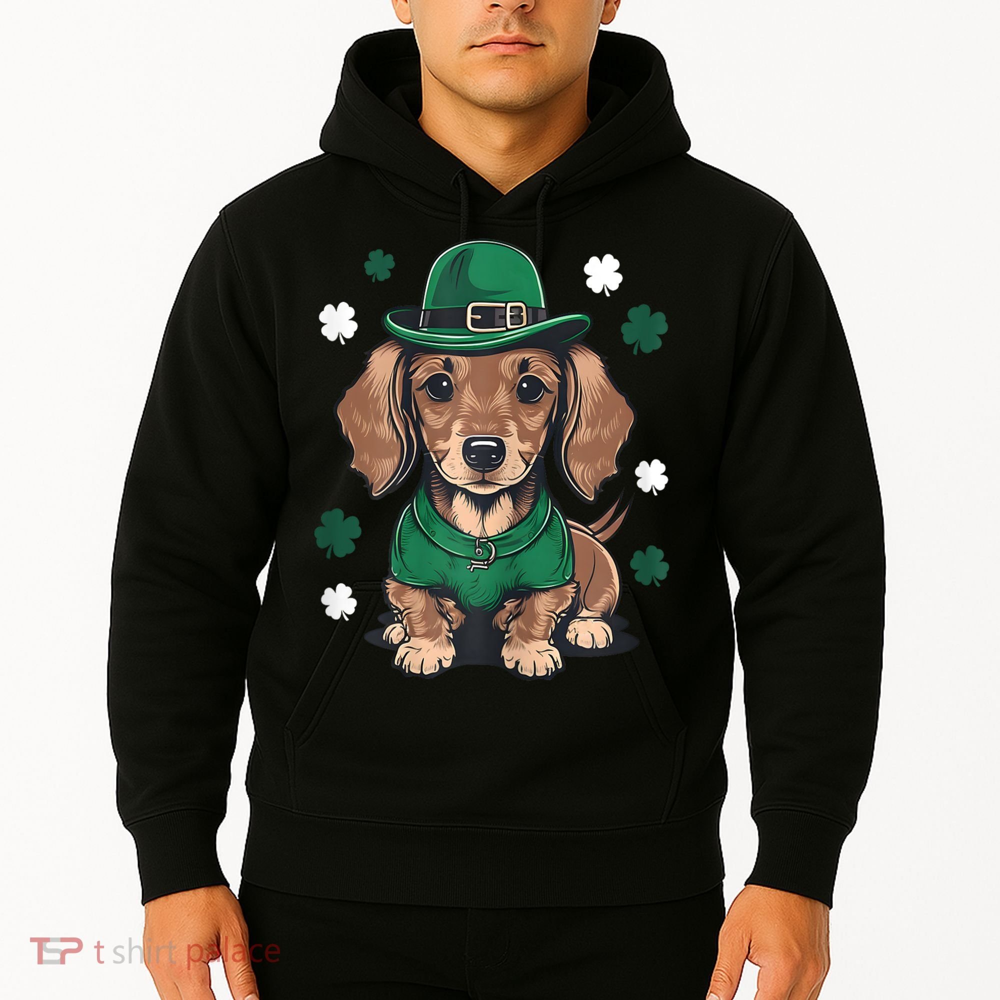 St Patricks Day Cute Dachshund Weiner Dog Shamrock Gift Hoodie
