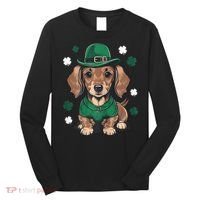 St Patricks Day Cute Dachshund Weiner Dog Shamrock Gift Long Sleeve Shirt thumb 0