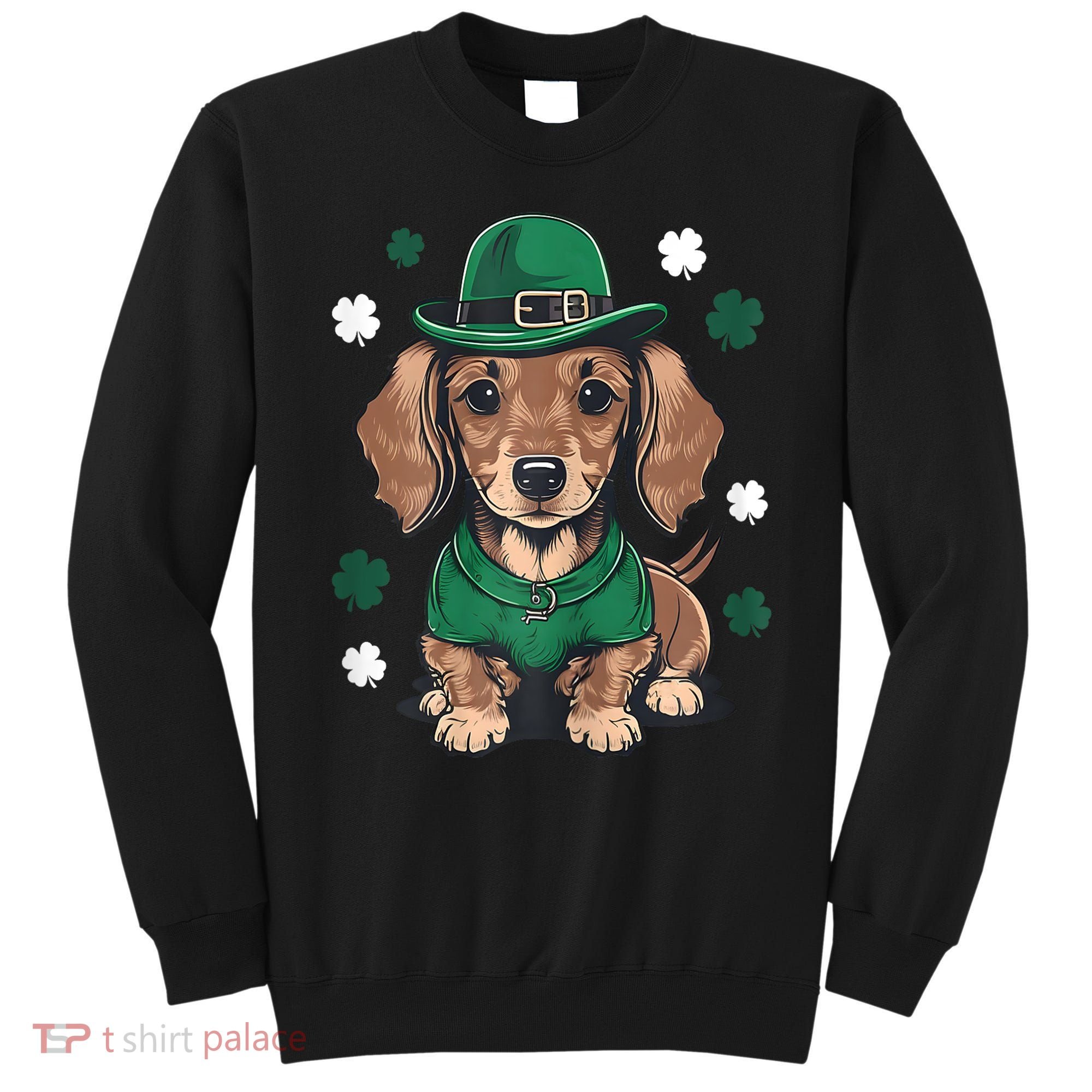 St Patricks Day Cute Dachshund Weiner Dog Shamrock Gift Sweatshirt