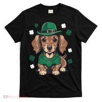 St Patricks Day Cute Dachshund Weiner Dog Shamrock Gift T-Shirt thumb 0