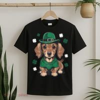 St Patricks Day Cute Dachshund Weiner Dog Shamrock Gift T-Shirt thumb 2