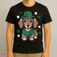 St Patricks Day Cute Dachshund Weiner Dog Shamrock Gift T-Shirt thumb 3
