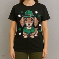 St Patricks Day Cute Dachshund Weiner Dog Shamrock Gift T-Shirt thumb 4