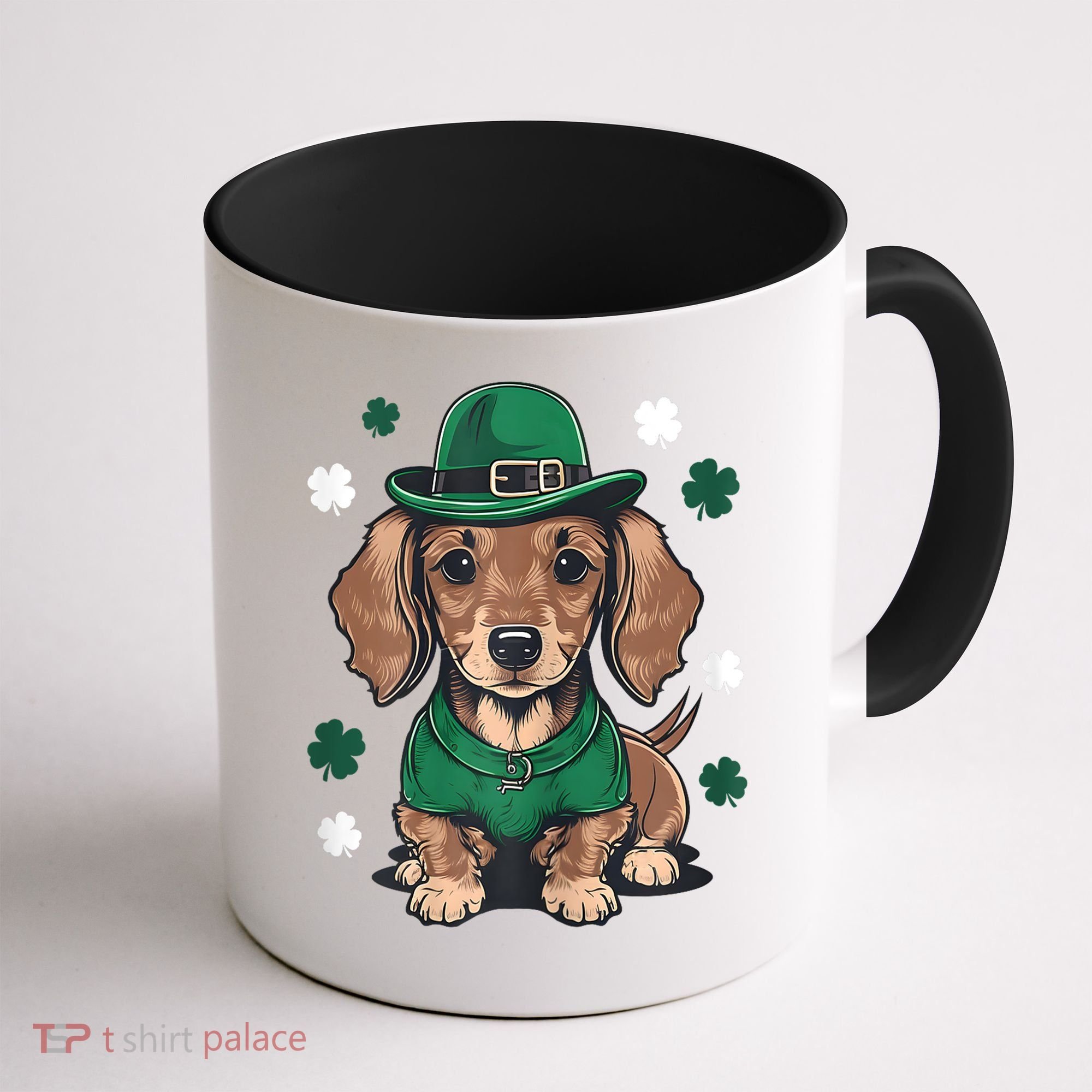 St Patricks Day Cute Dachshund Weiner Dog Shamrock Gift Coffee Mug