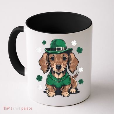 St Patricks Day Cute Dachshund Weiner Dog Shamrock Gift Coffee Mug