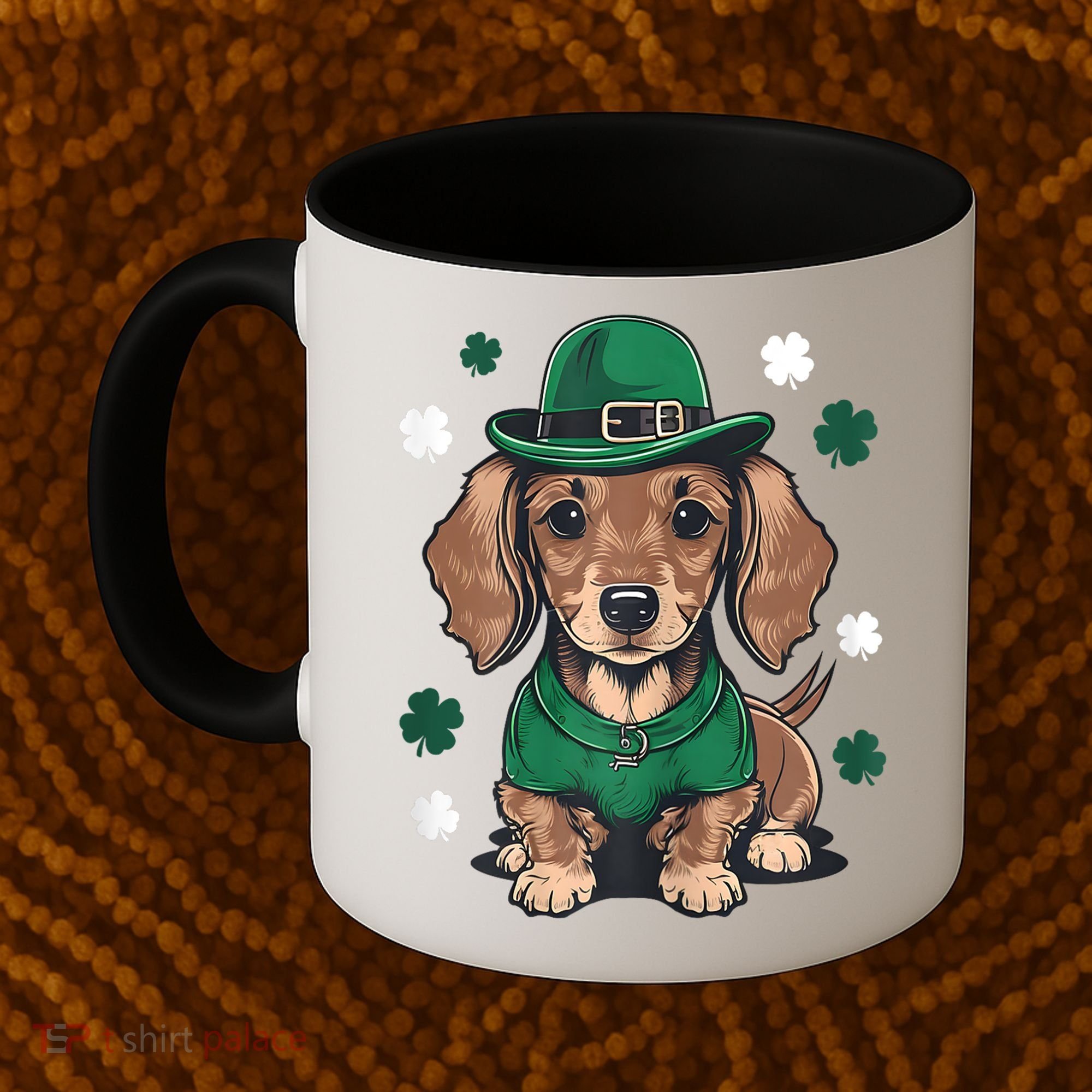 St Patricks Day Cute Dachshund Weiner Dog Shamrock Gift Coffee Mug