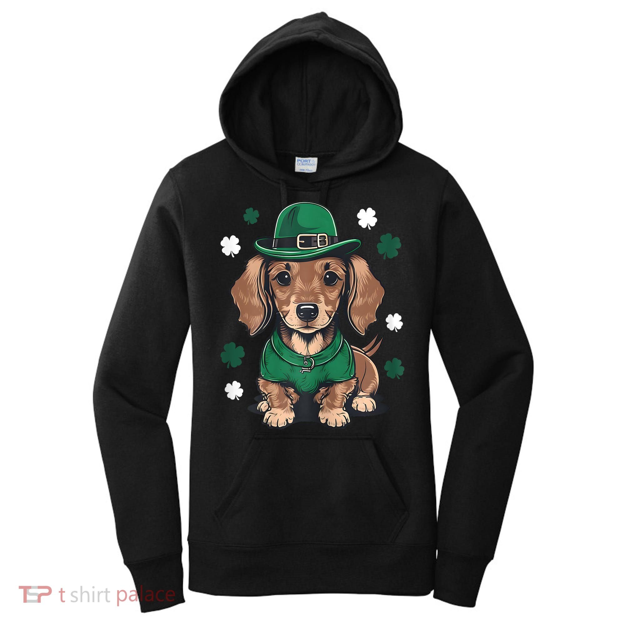 St Patricks Day Cute Dachshund Weiner Dog Shamrock Gift Women's Hoodie