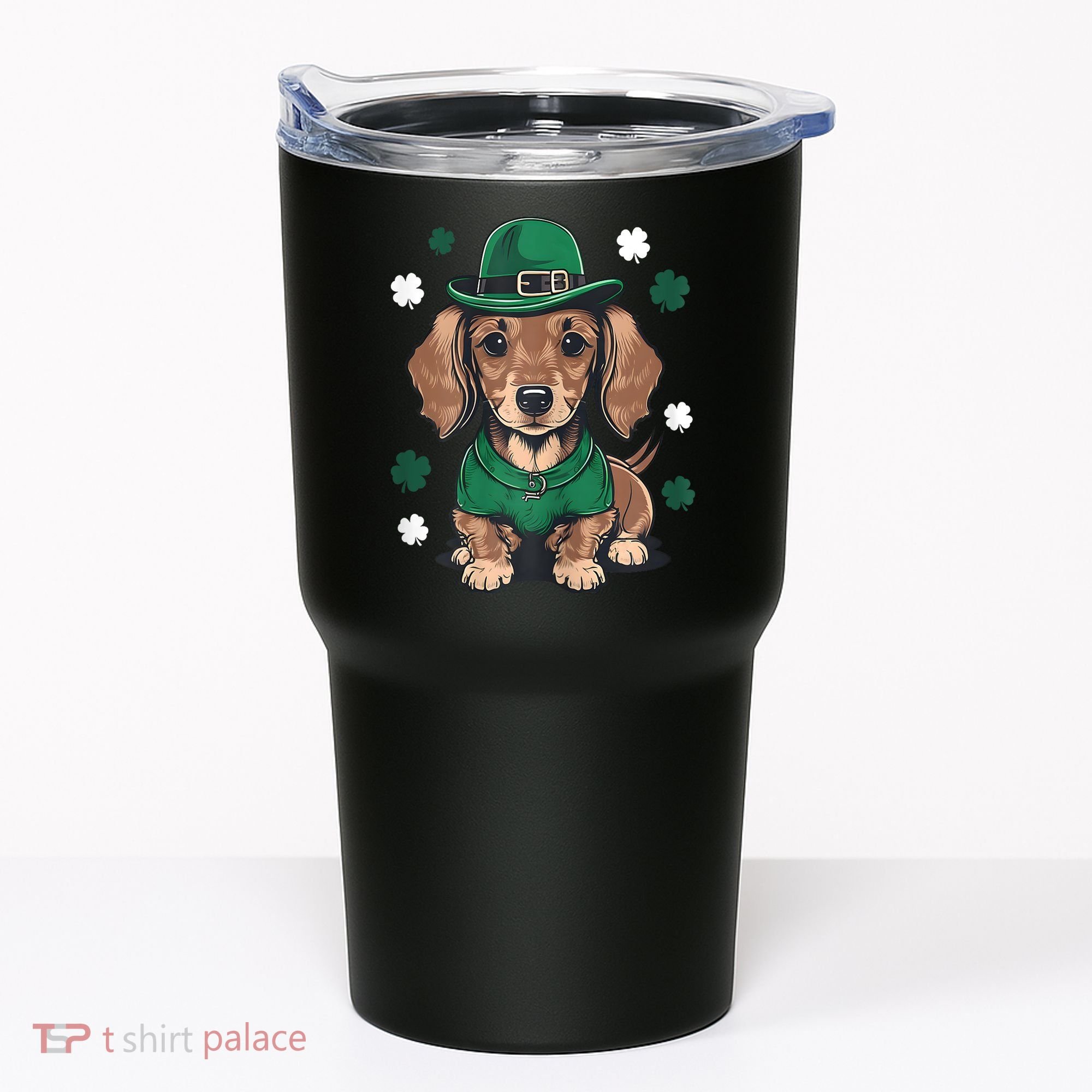 St Patricks Day Cute Dachshund Weiner Dog Shamrock Gift Tumbler