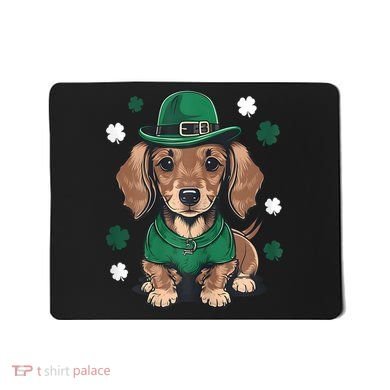 St Patricks Day Cute Dachshund Weiner Dog Shamrock Gift Mousepad