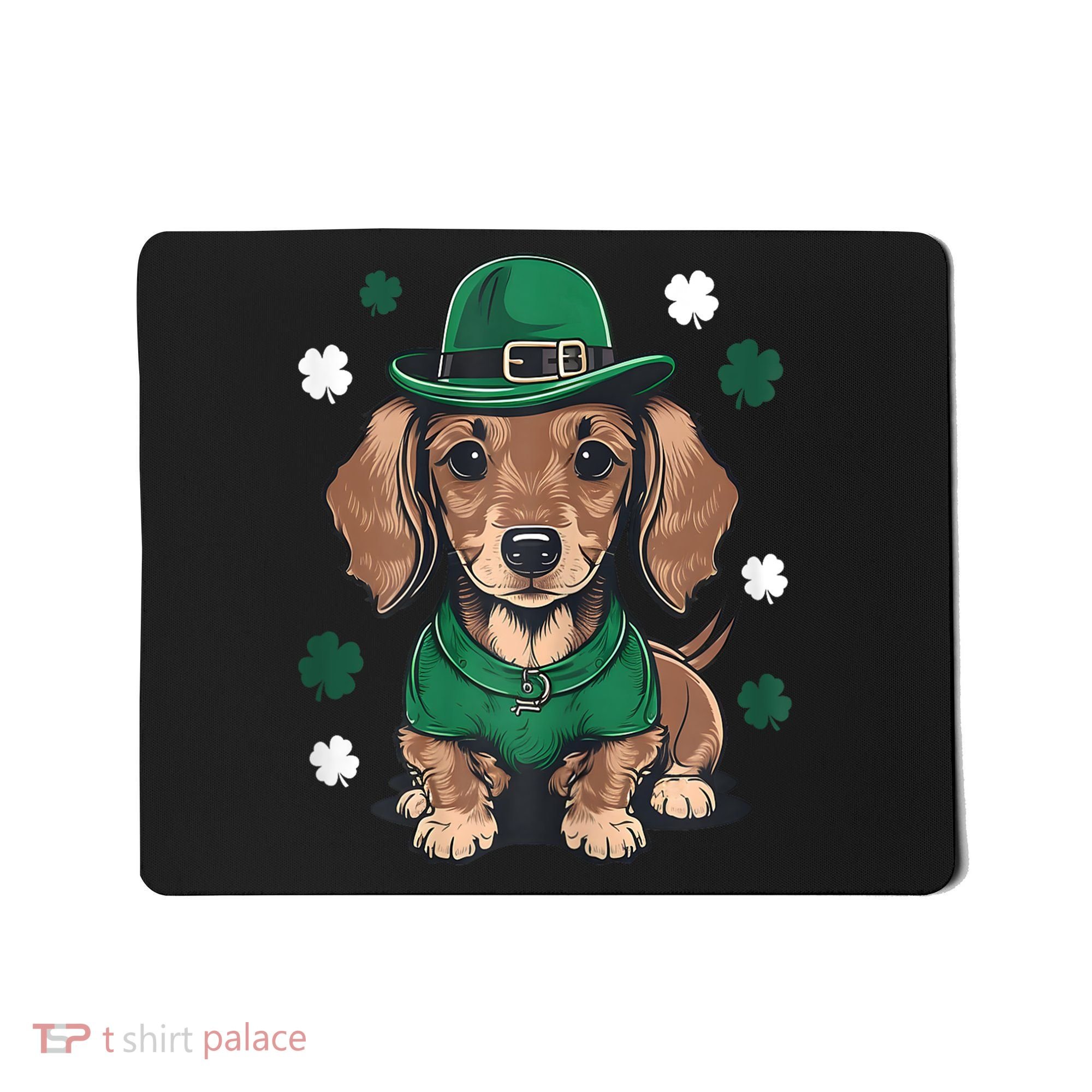 St Patricks Day Cute Dachshund Weiner Dog Shamrock Gift Mousepad