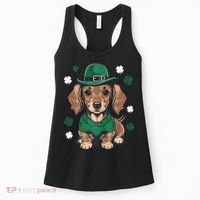 St Patricks Day Cute Dachshund Weiner Dog Shamrock Gift Women's Tank Top thumb 0