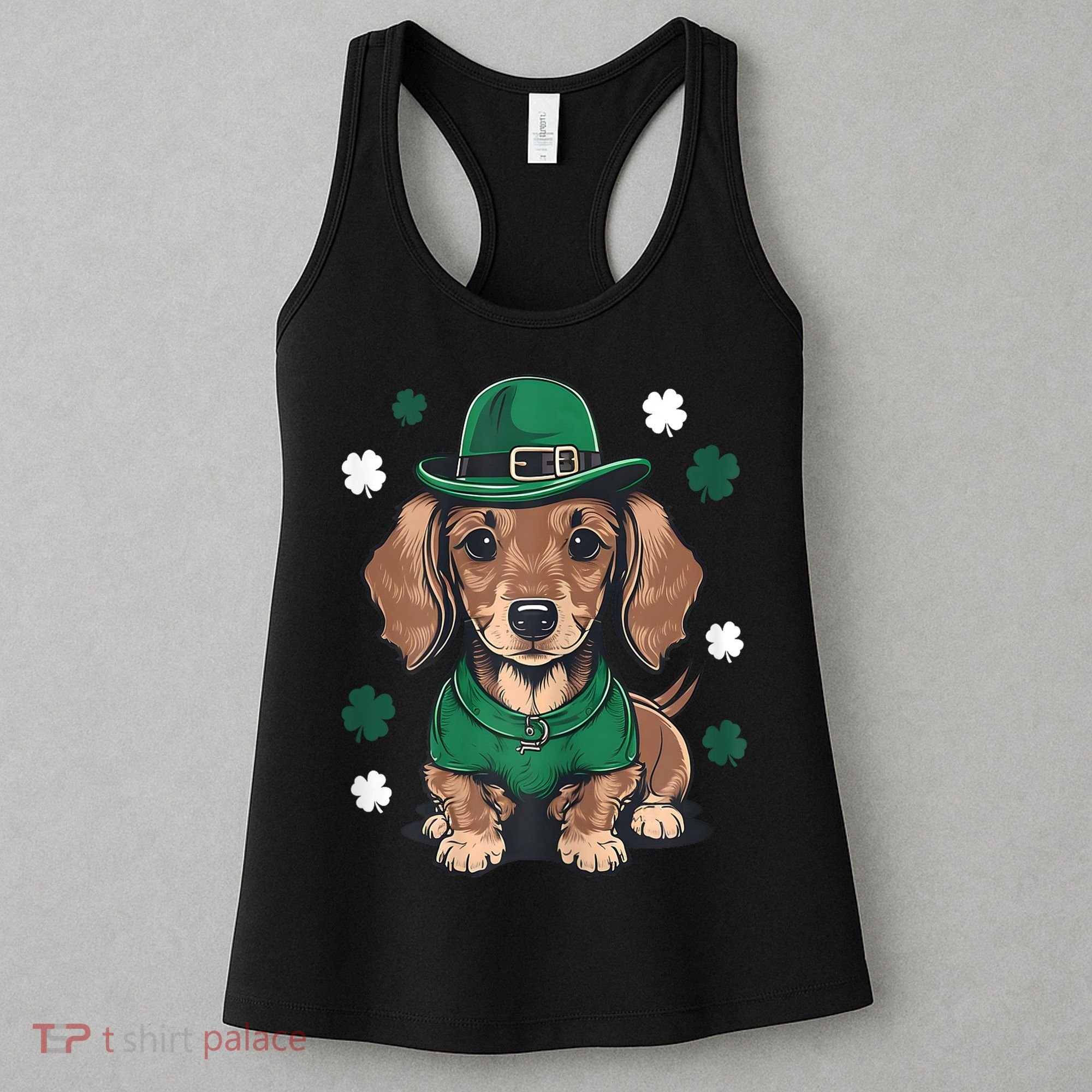 St Patricks Day Cute Dachshund Weiner Dog Shamrock Gift Women's Tank Top