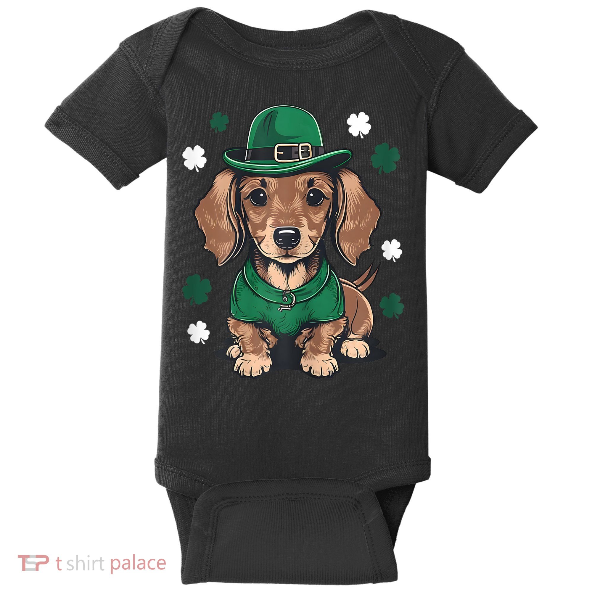 St Patricks Day Cute Dachshund Weiner Dog Shamrock Gift Baby Bodysuit