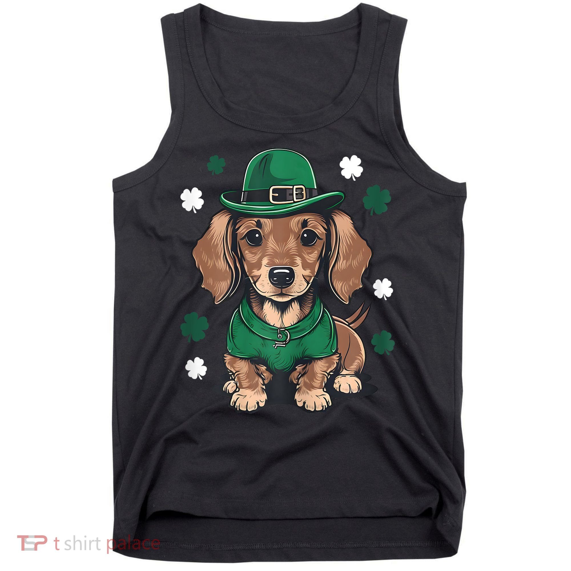 St Patricks Day Cute Dachshund Weiner Dog Shamrock Gift Tank Top