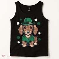 St Patricks Day Cute Dachshund Weiner Dog Shamrock Gift Tank Top thumb 2