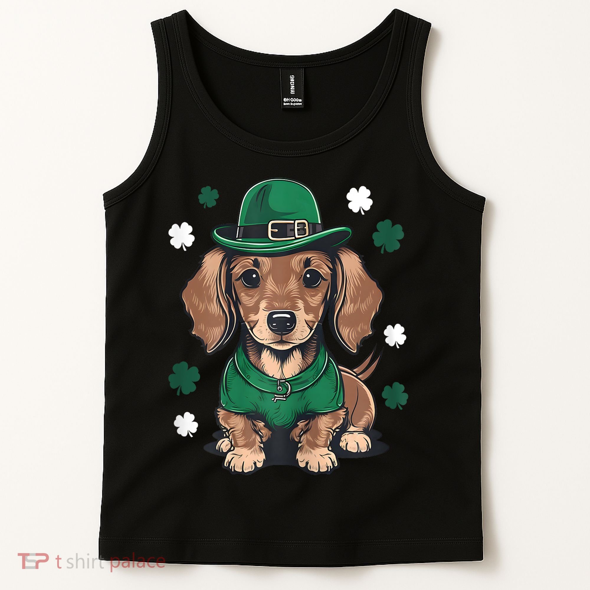 St Patricks Day Cute Dachshund Weiner Dog Shamrock Gift Tank Top