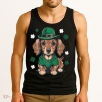 St Patricks Day Cute Dachshund Weiner Dog Shamrock Gift Tank Top thumb 3