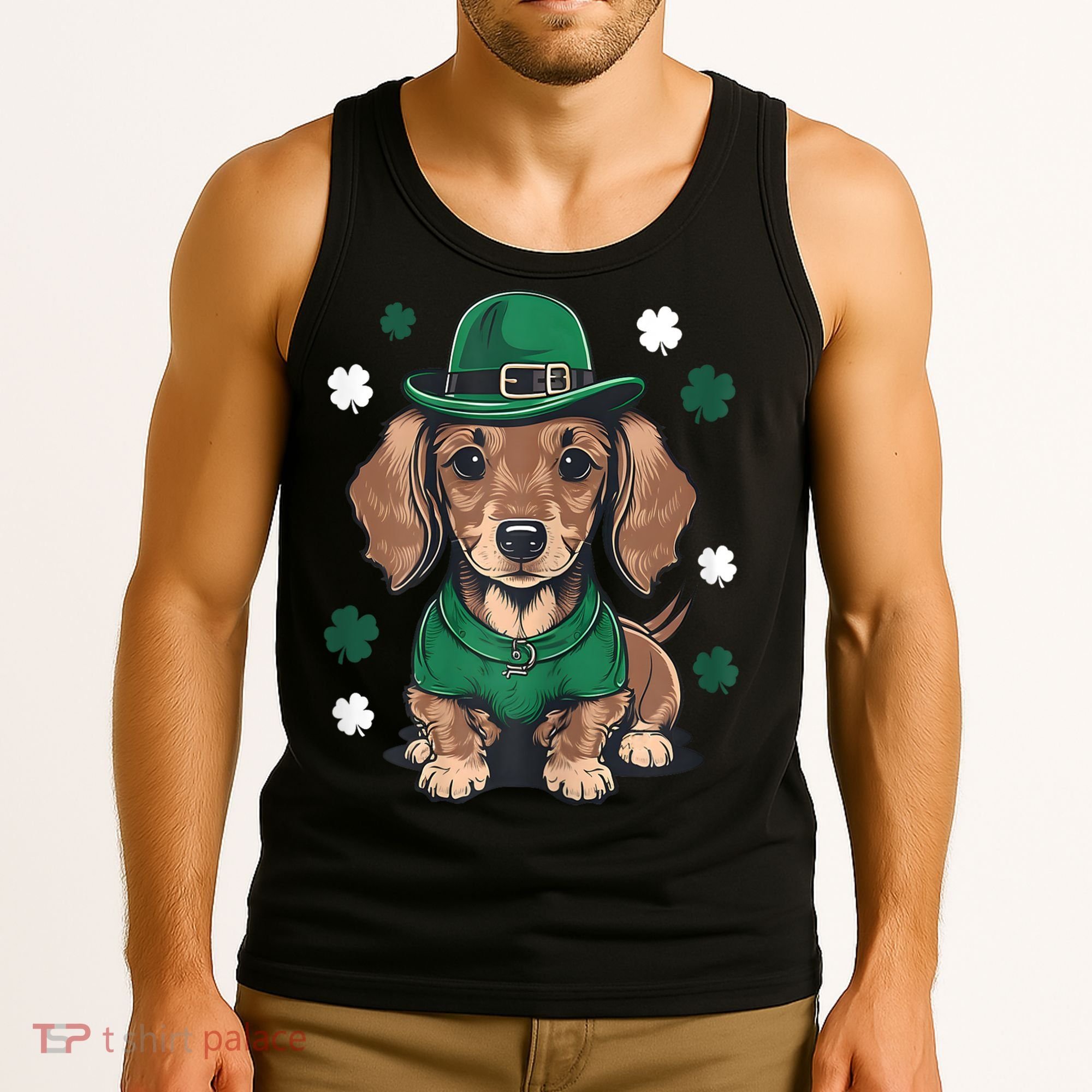St Patricks Day Cute Dachshund Weiner Dog Shamrock Gift Tank Top